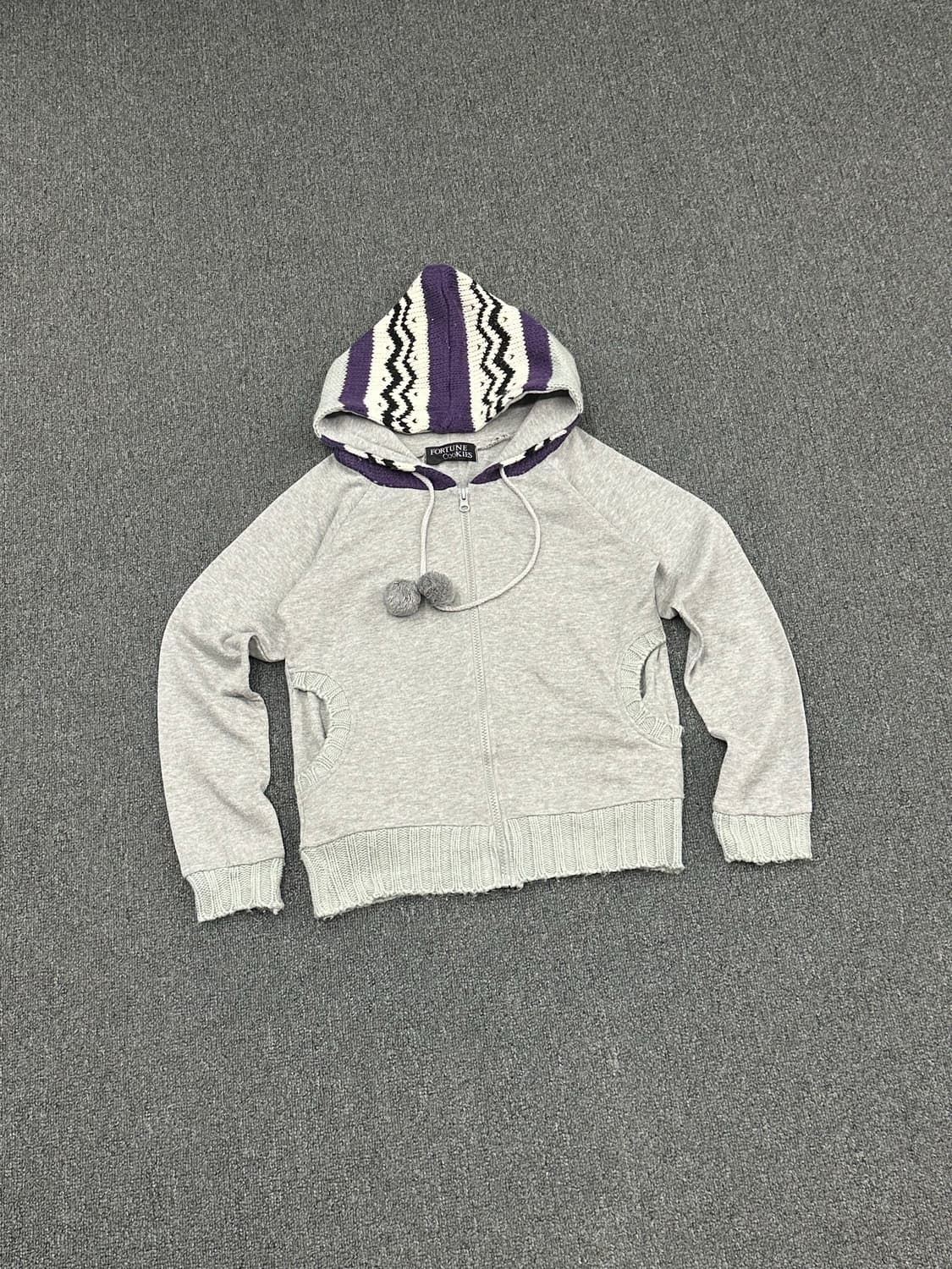 M)Japanese vintage 여성 패턴 니트 후드집업 상품이미지1