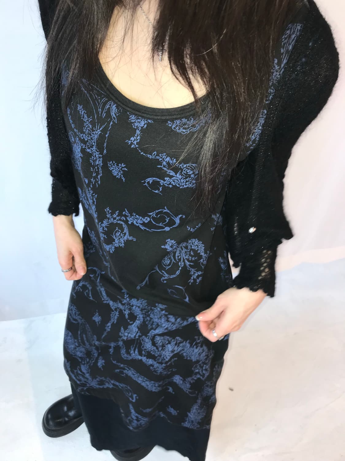 Ikuko 블루 플라워 나시 원피스 상품이미지5