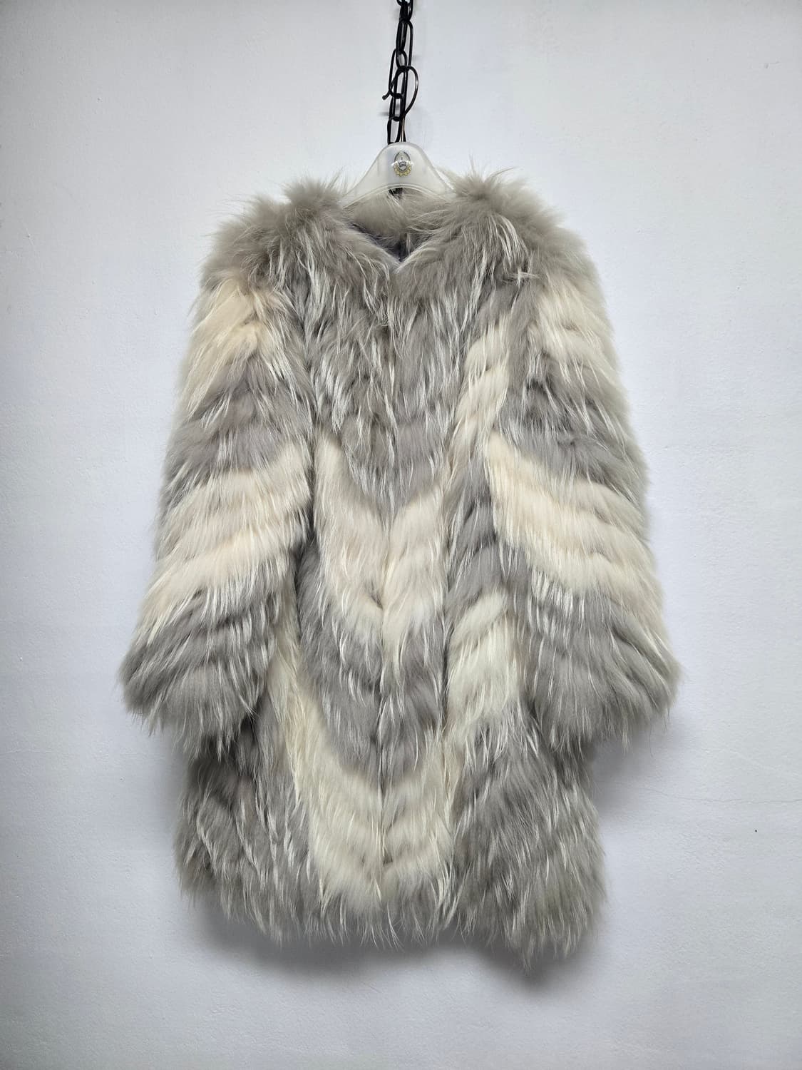 퍼코트 여우털 롱자켓 아이보리/그레이 상품이미지1