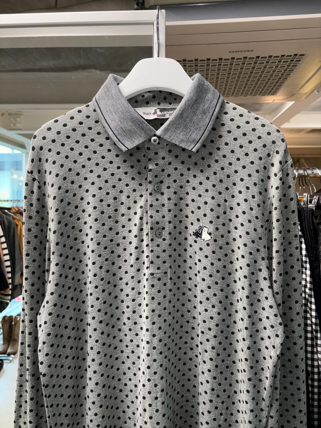 블랙앤화이트 도트 폴로셔츠 상품이미지3