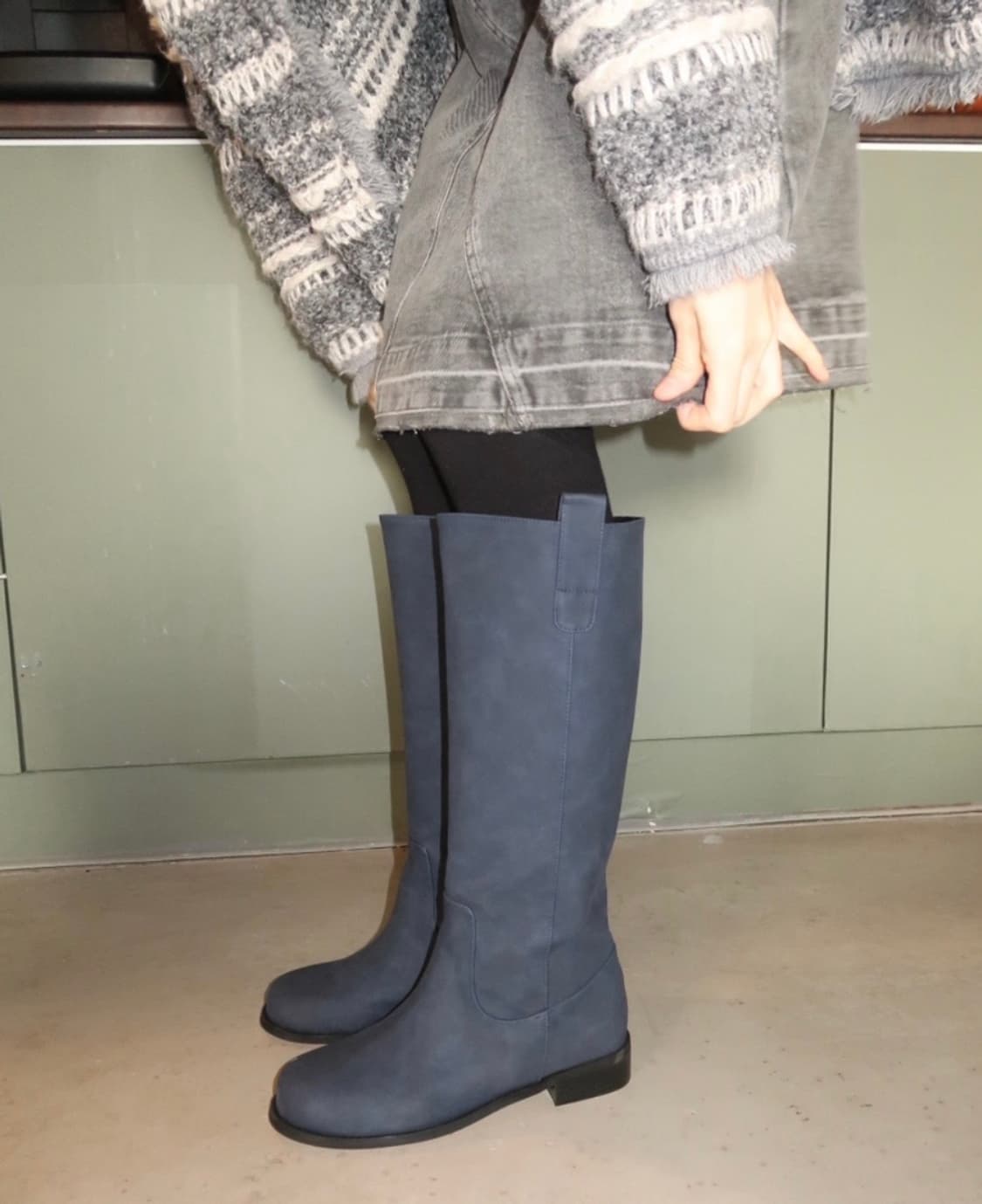 네이비 롱부츠 상품이미지1