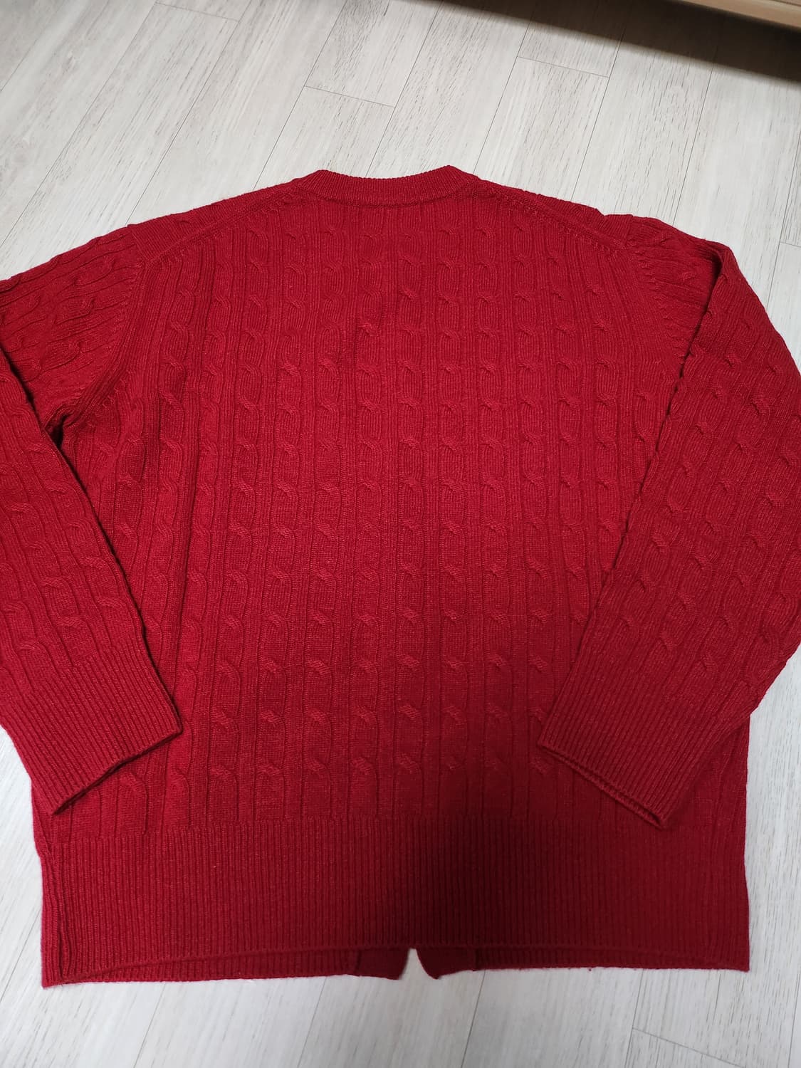 유니온블루 케이블 울 크롭 가디건 레드 L 상품이미지4