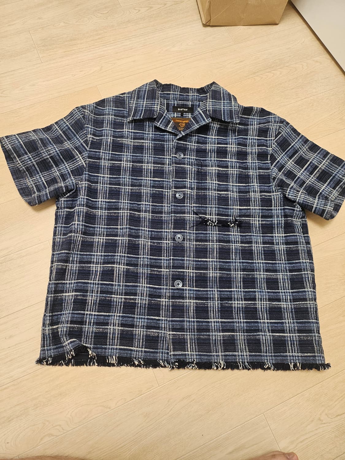  24SS SYSTEM 이태리 셔닐 체크 반팔 셔츠 105 상품이미지1