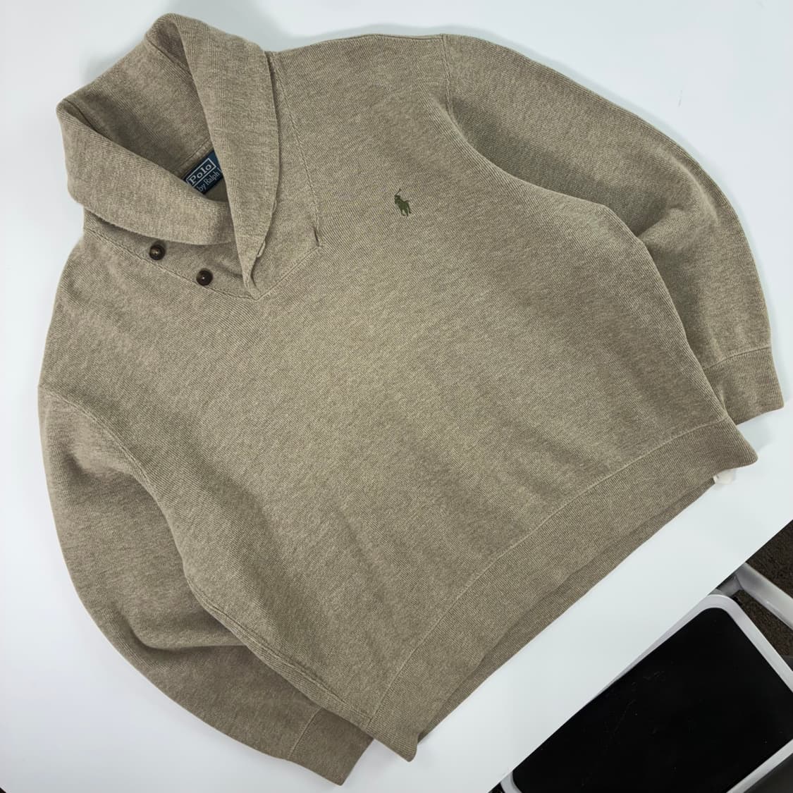 Polo  폴로 랄프로렌 자수 코튼 숄카라 멜란지 니트  상품이미지2