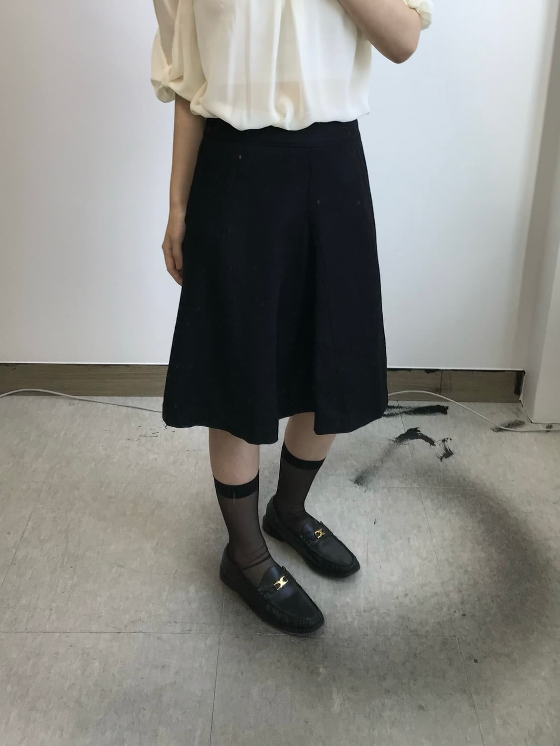 빈티지 스트라이프 미디 스커트 상품이미지1