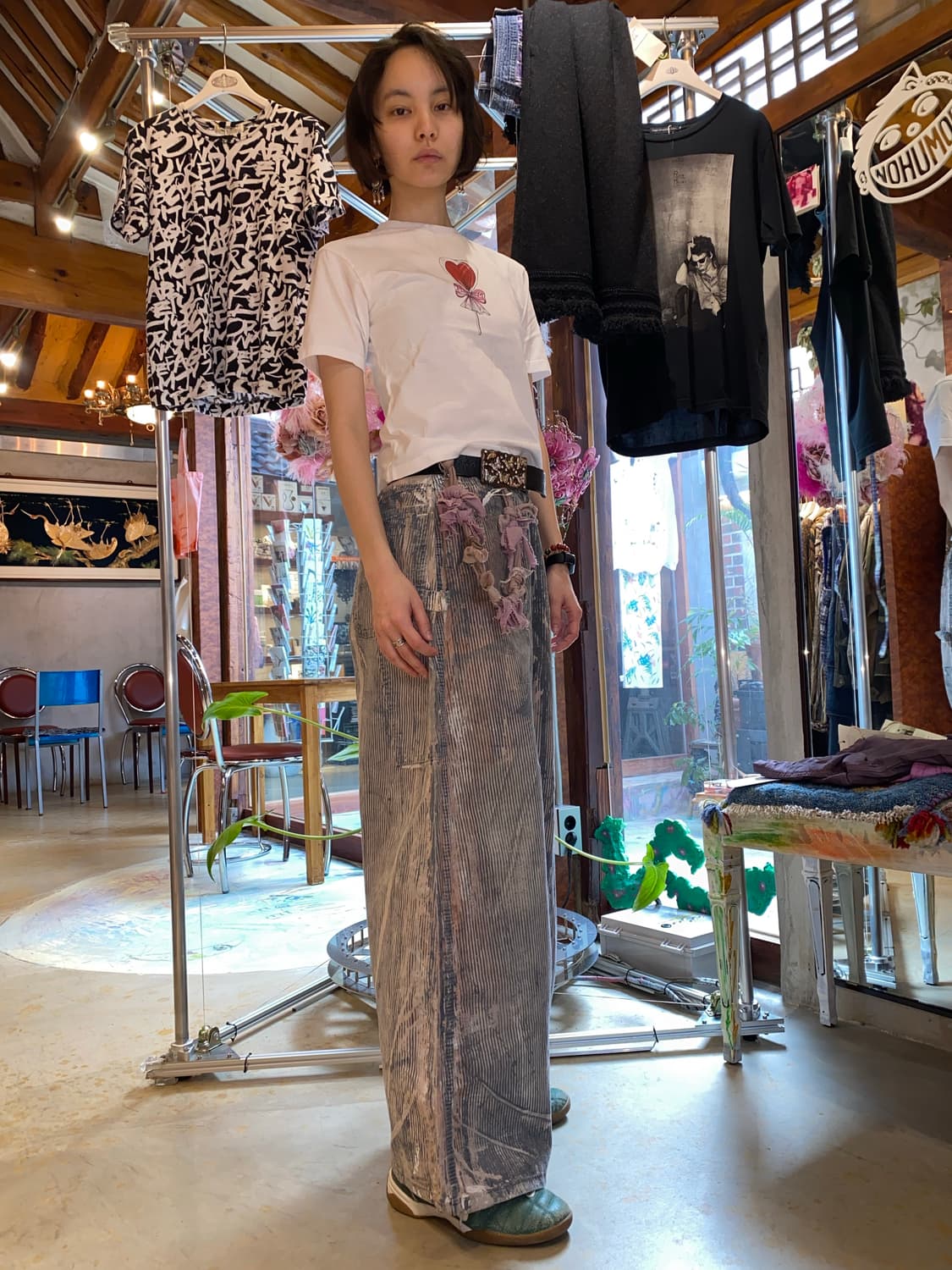 [MSGM] 빈티지 하트 롤리팝 그래픽 화이트 티셔츠 상품이미지3