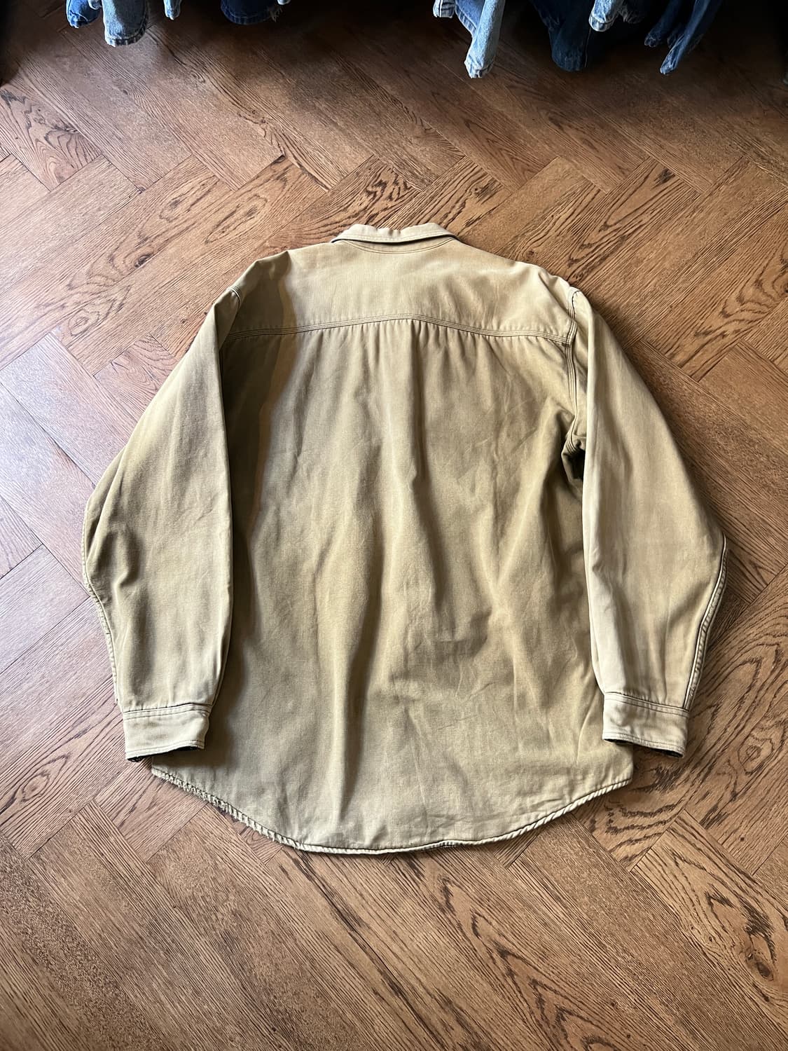 [L]90's 엘엘빈 USA Made 체크라이닝 썬페이딩 캔버스 워크셔츠 상품이미지7