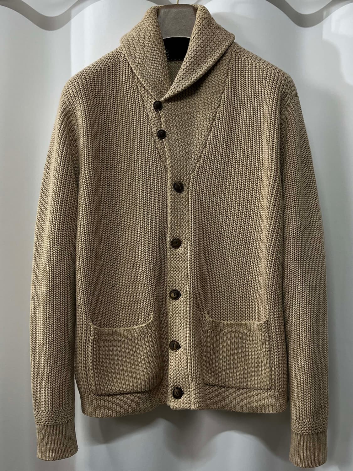 폴로 랄프로렌 베이지 코튼 셔들 니트 자켓 상품이미지1