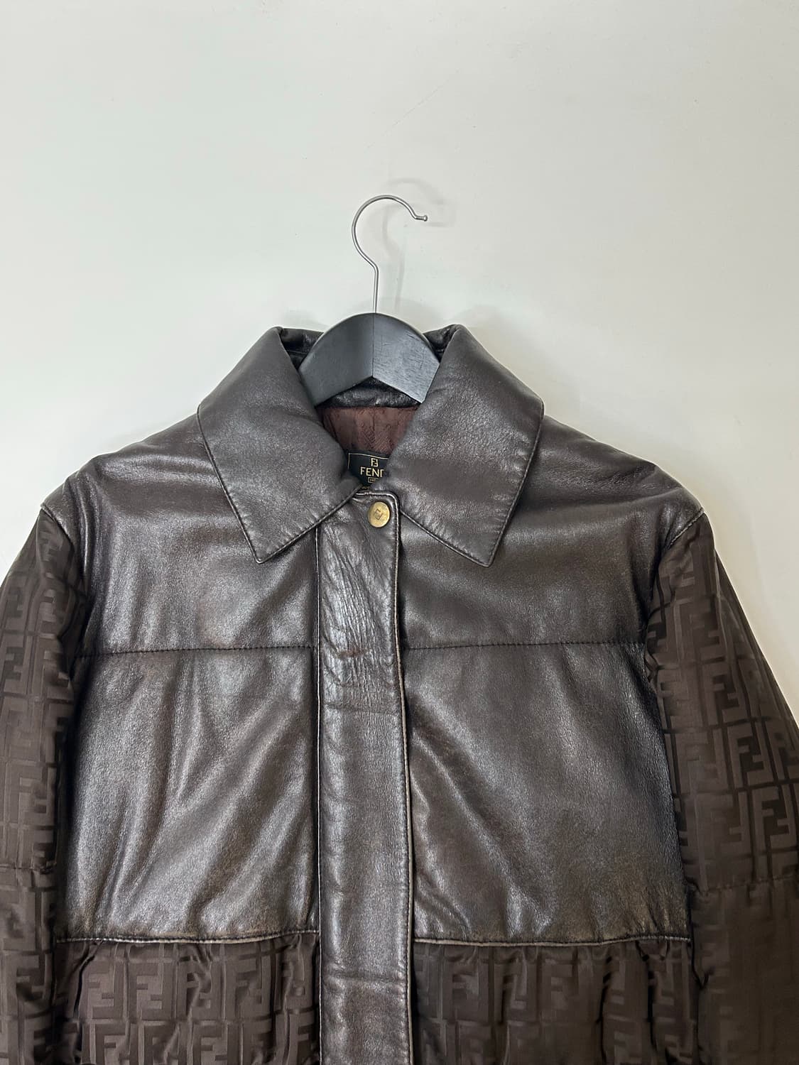 90s Fendi 펜디 브라운 레더 주카 자켓 상품이미지2