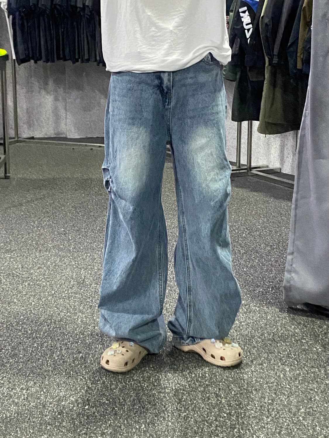 빈티지 절개 디테일 라이트블루 워싱 팬츠 B4932 상품이미지1