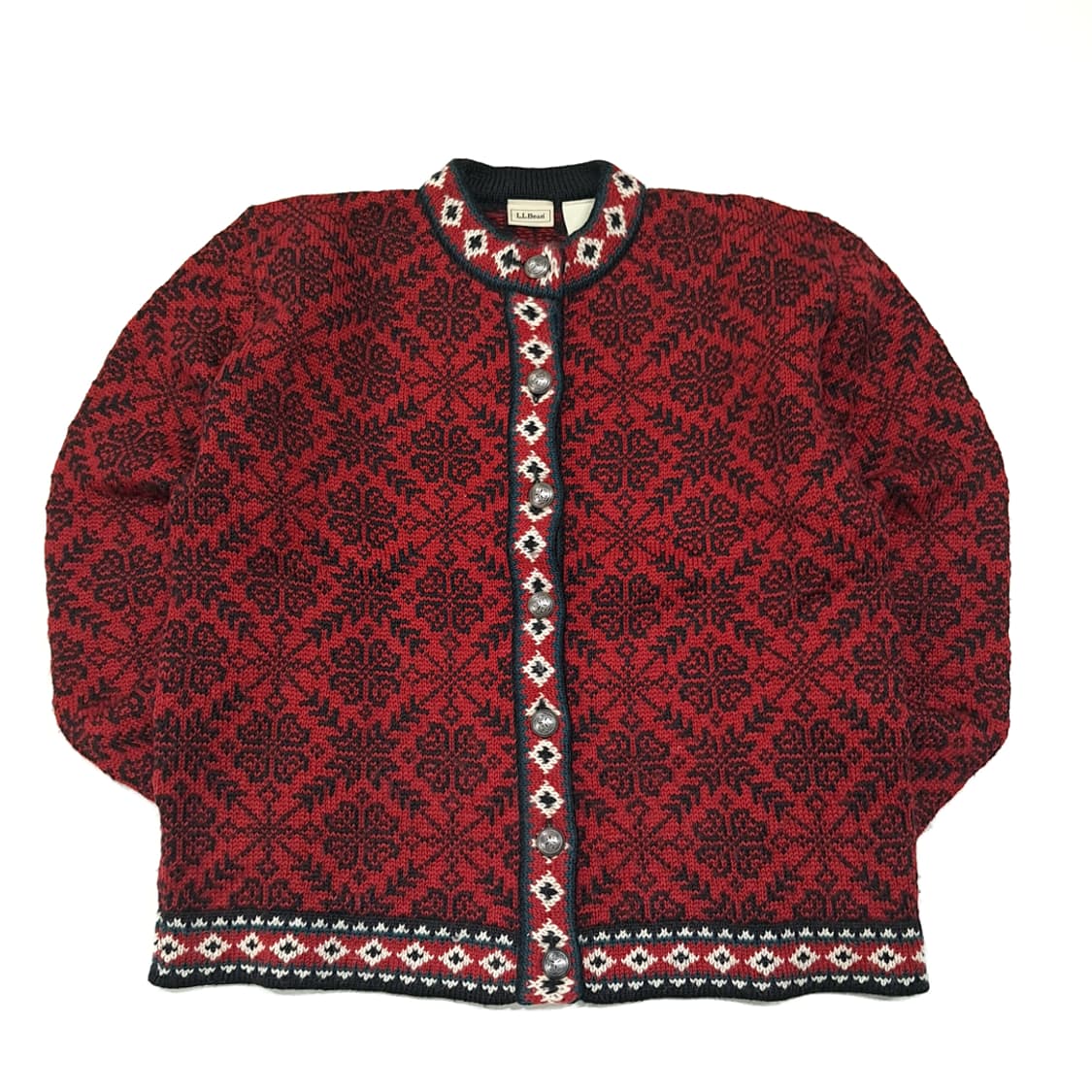 CL314 S/M 엘엘빈 90s 울 노르딕 페어아일 가디건 니트 상품이미지1