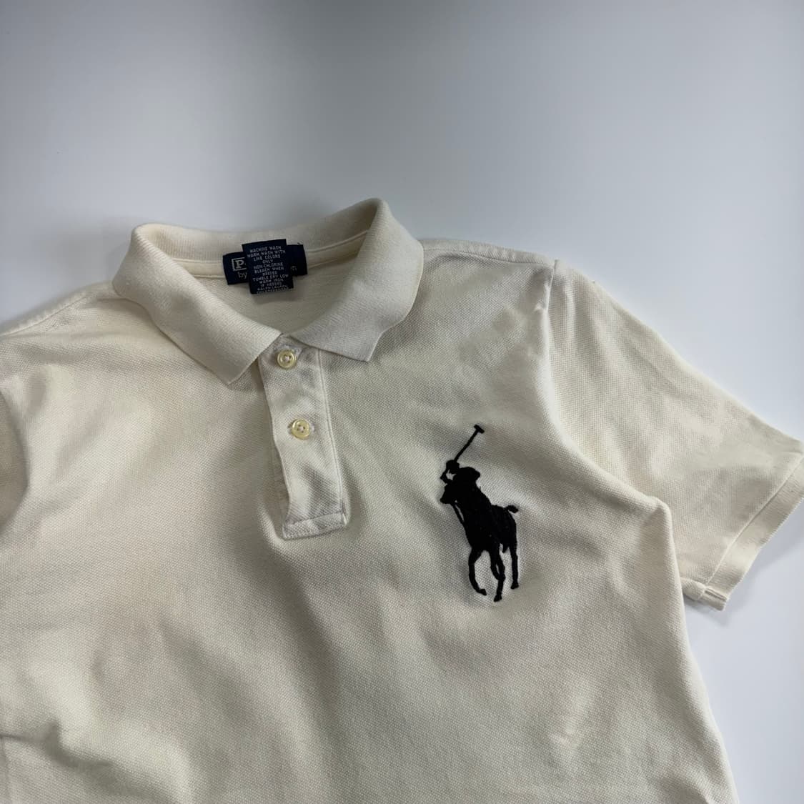 Polo 폴로 블랙 빅포니 아이보리 카라 반팔 상품이미지4