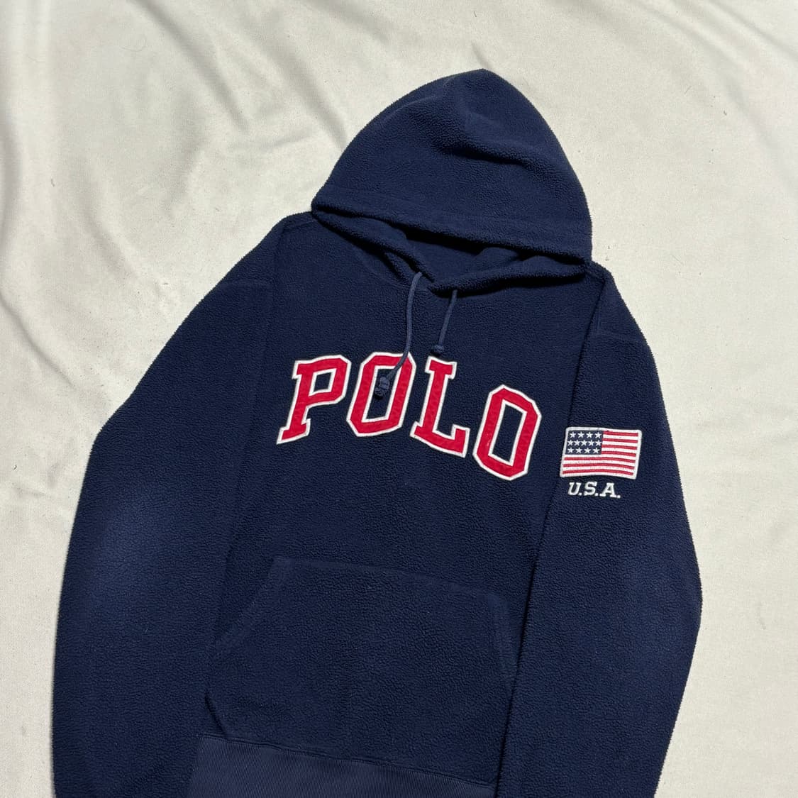 L 폴로랄프로렌 빅로고 성조기 네이비 플리스 후드티 상품이미지1