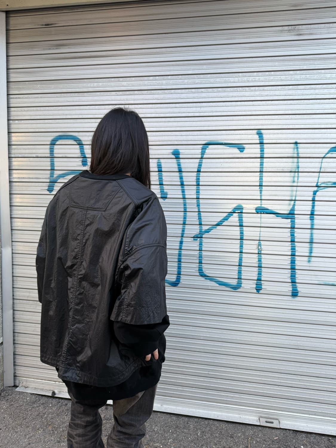 준지 블랙 나일론 레이어드 스웻셔츠 상품이미지10