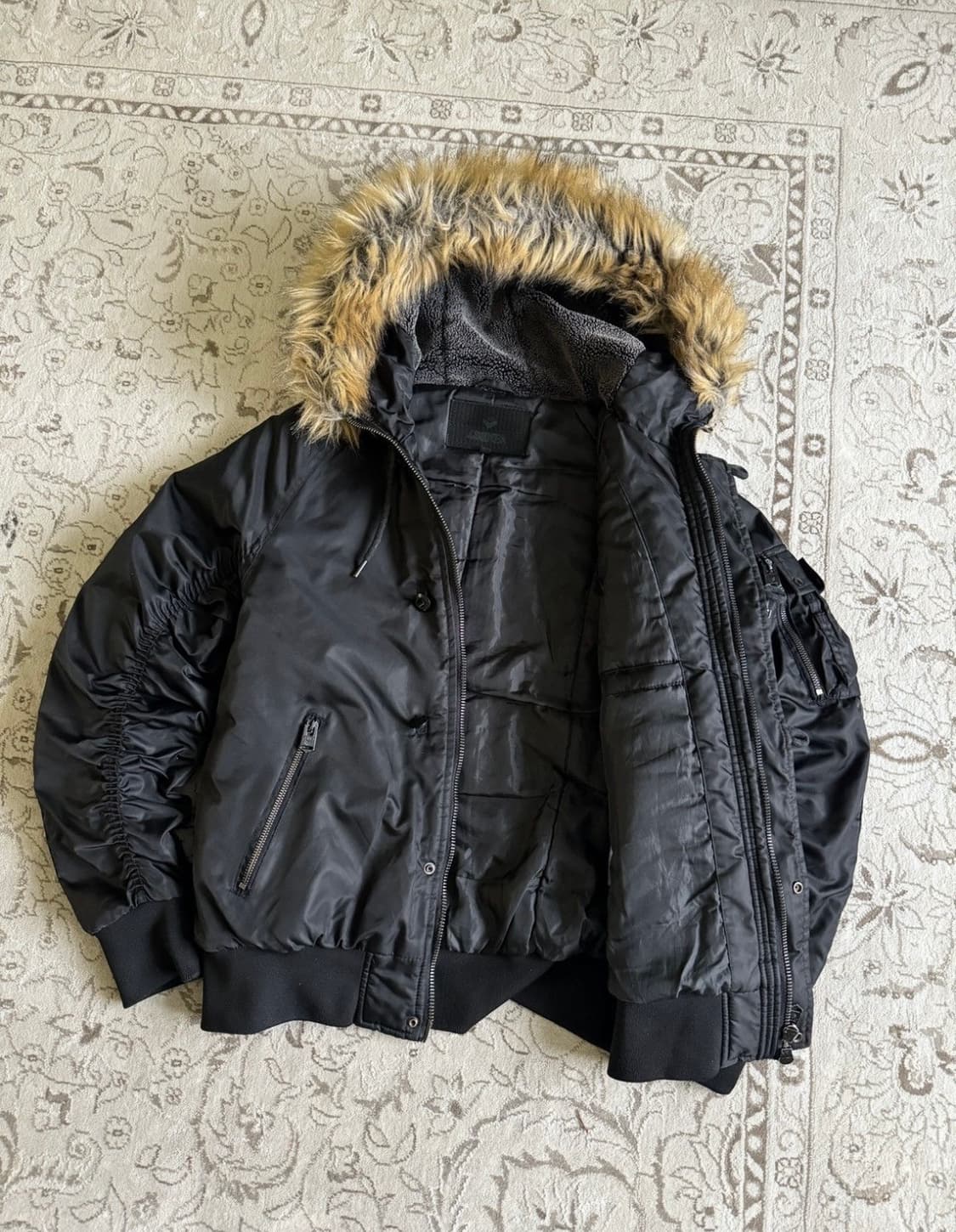 퍼 후드 봄버 자켓 상품이미지7