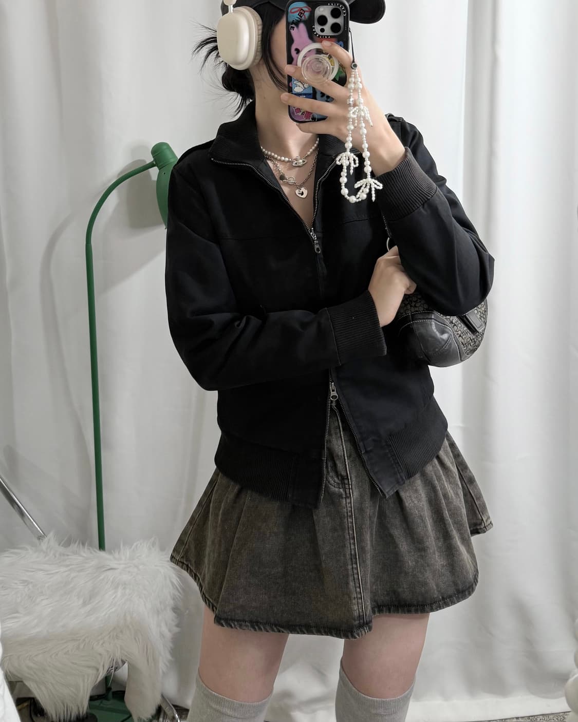 블랙 빅 카라 투웨이 집업 자켓 상품이미지6