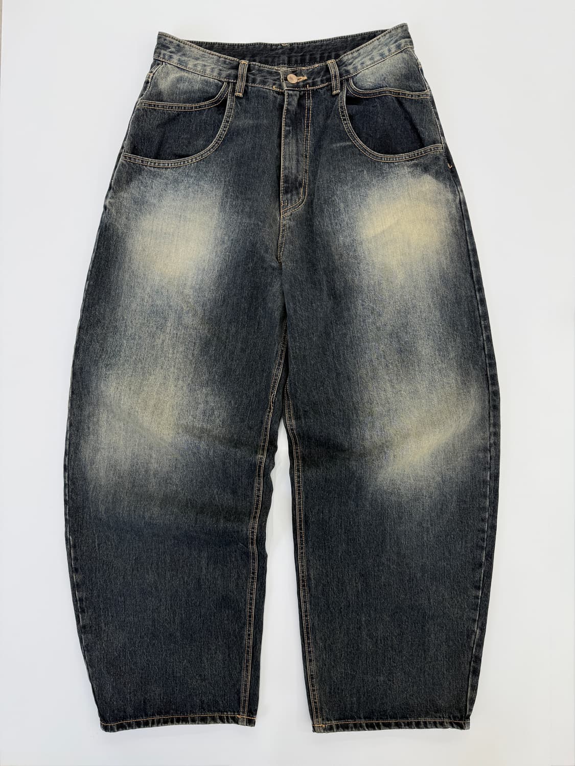 빈티지 워싱 와이드 데님 팬츠 인디고 상품이미지1