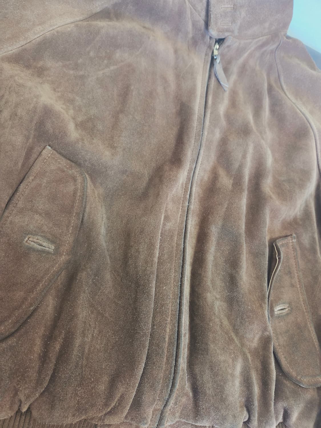 XL) 홍콩메이드 90s 폴로 스웨이드 해링턴 자켓 카멜색 팝니다 상품이미지3