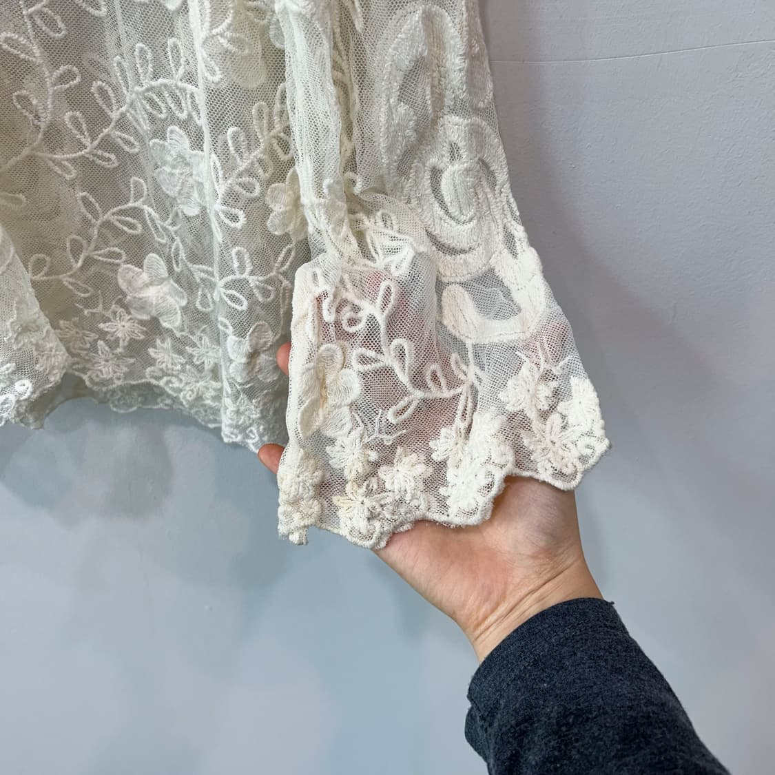 아이보리 에스닉 크로셰 레이스 블라우스 상품이미지5