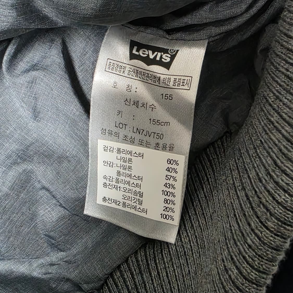 리바이스) 빈티지 네이비 오리털 후드패딩조끼 상품이미지4