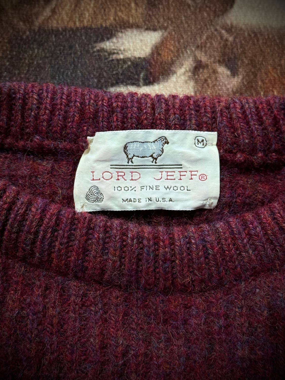 80s USA Load Jeff 파인 울 멜란지 니트 스웨터 상품이미지7