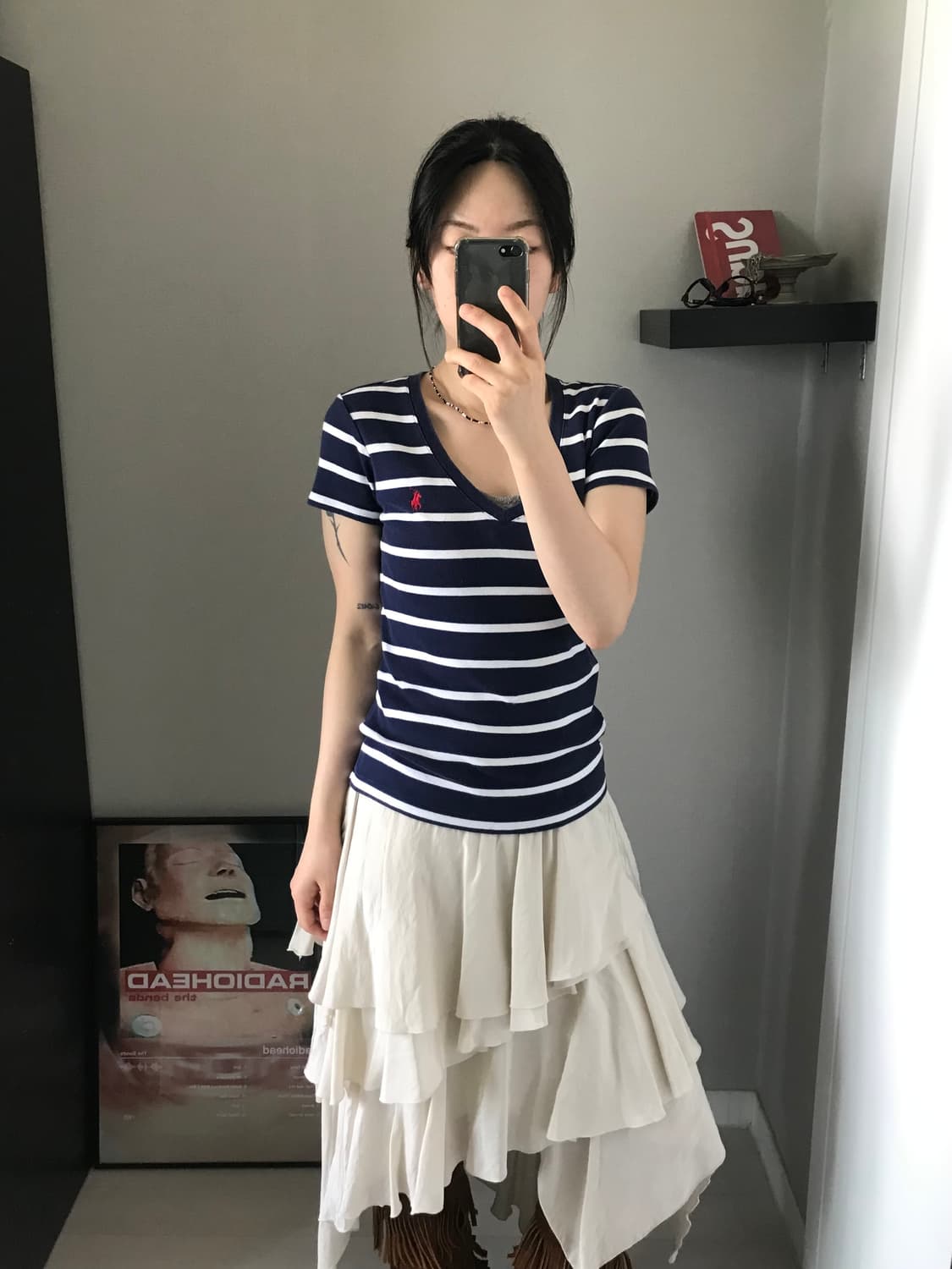 폴로 랄프로렌 포니 로고 스트라이프 브이넥 반팔 상품이미지3