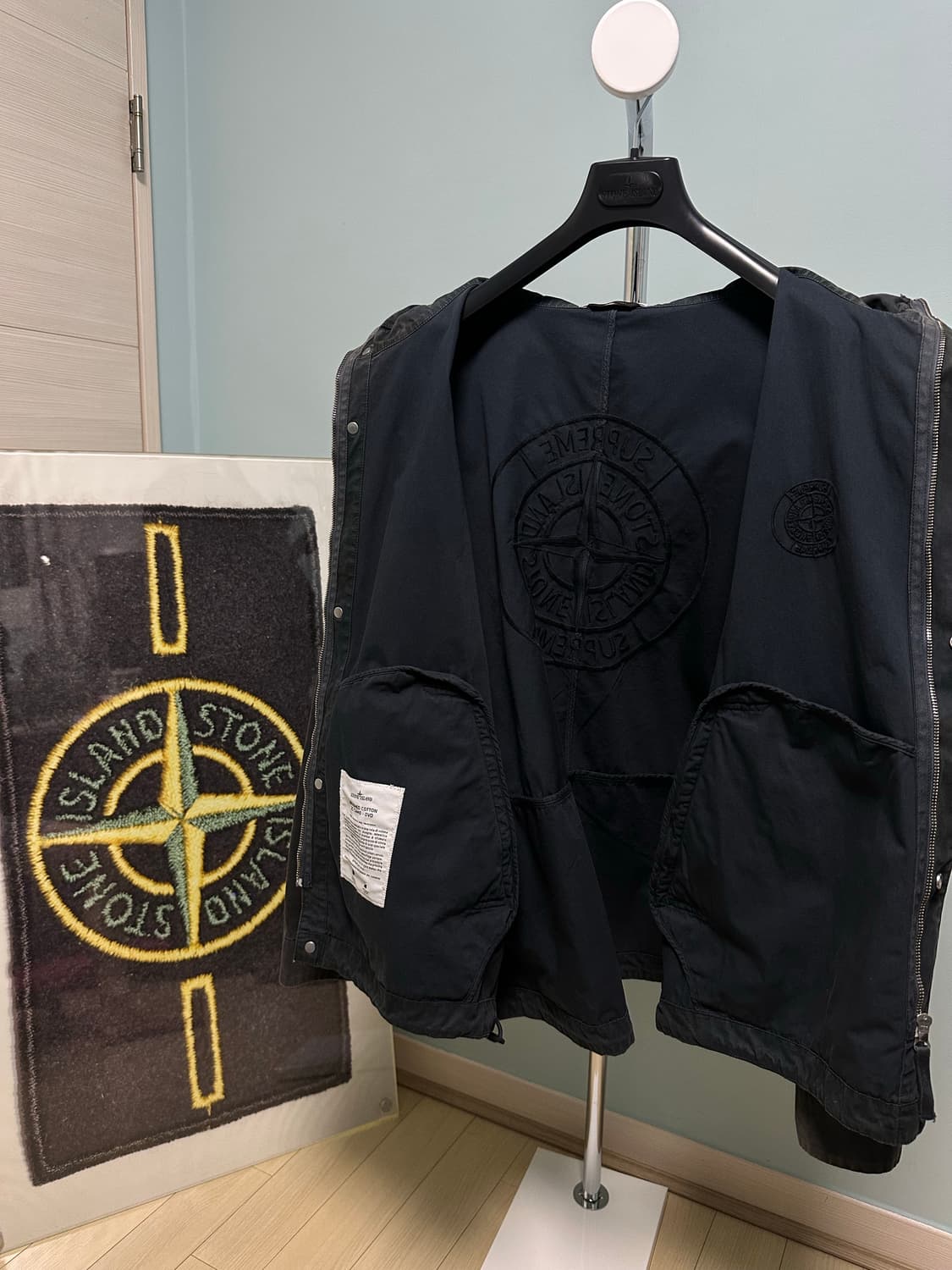 스톤아일랜드X슈프림 라이엇 마스크 카모자켓 블랙 M 상품이미지6