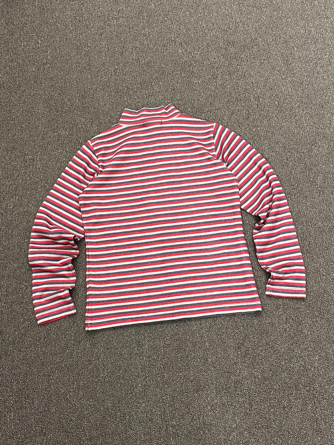 M)Japanese vintage 여성 멀티 스트라이프 하프집업 롱슬리브 상품이미지5