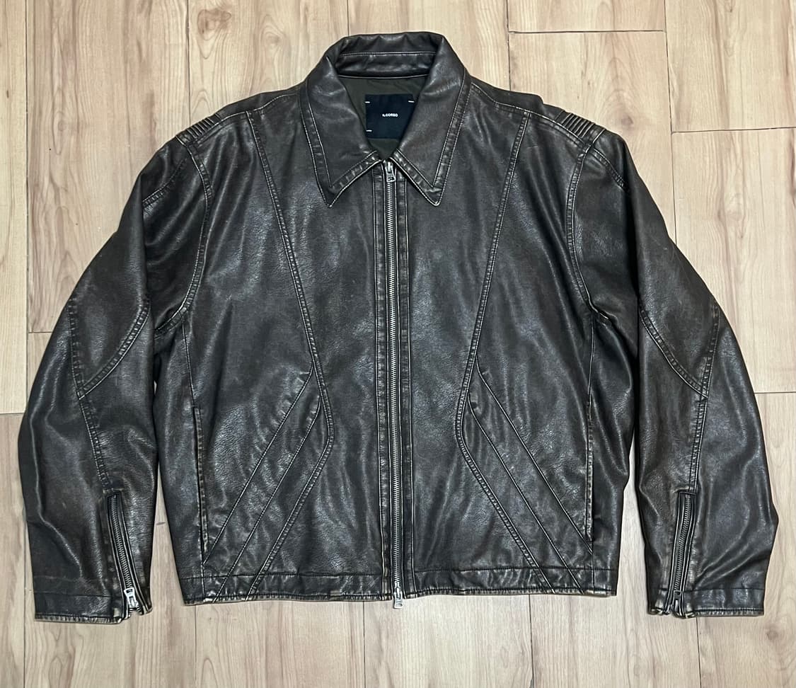 일꼬르소 워시드 페이크레더 점퍼 다크브라운 / L 상품이미지5