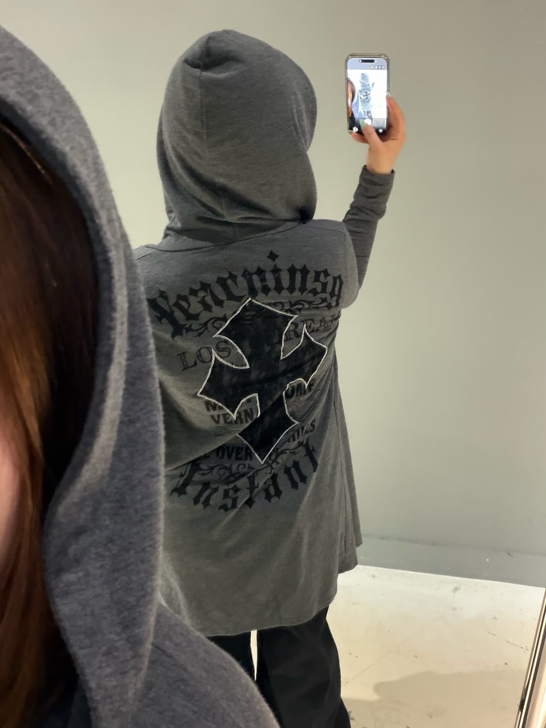 M•K•R lace cross drape hood cardigan 상품이미지5