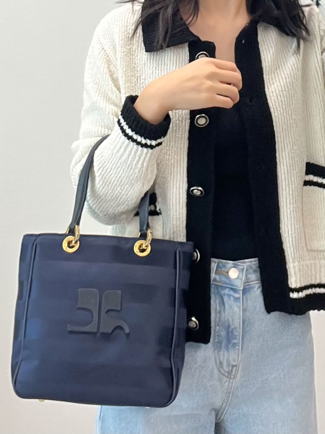  courreges / 꾸레쥬 네이비 스트라이프 토트백  상품이미지10