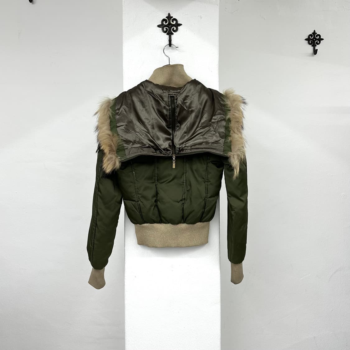 khaki raccoon  fur short jacket  상품이미지2