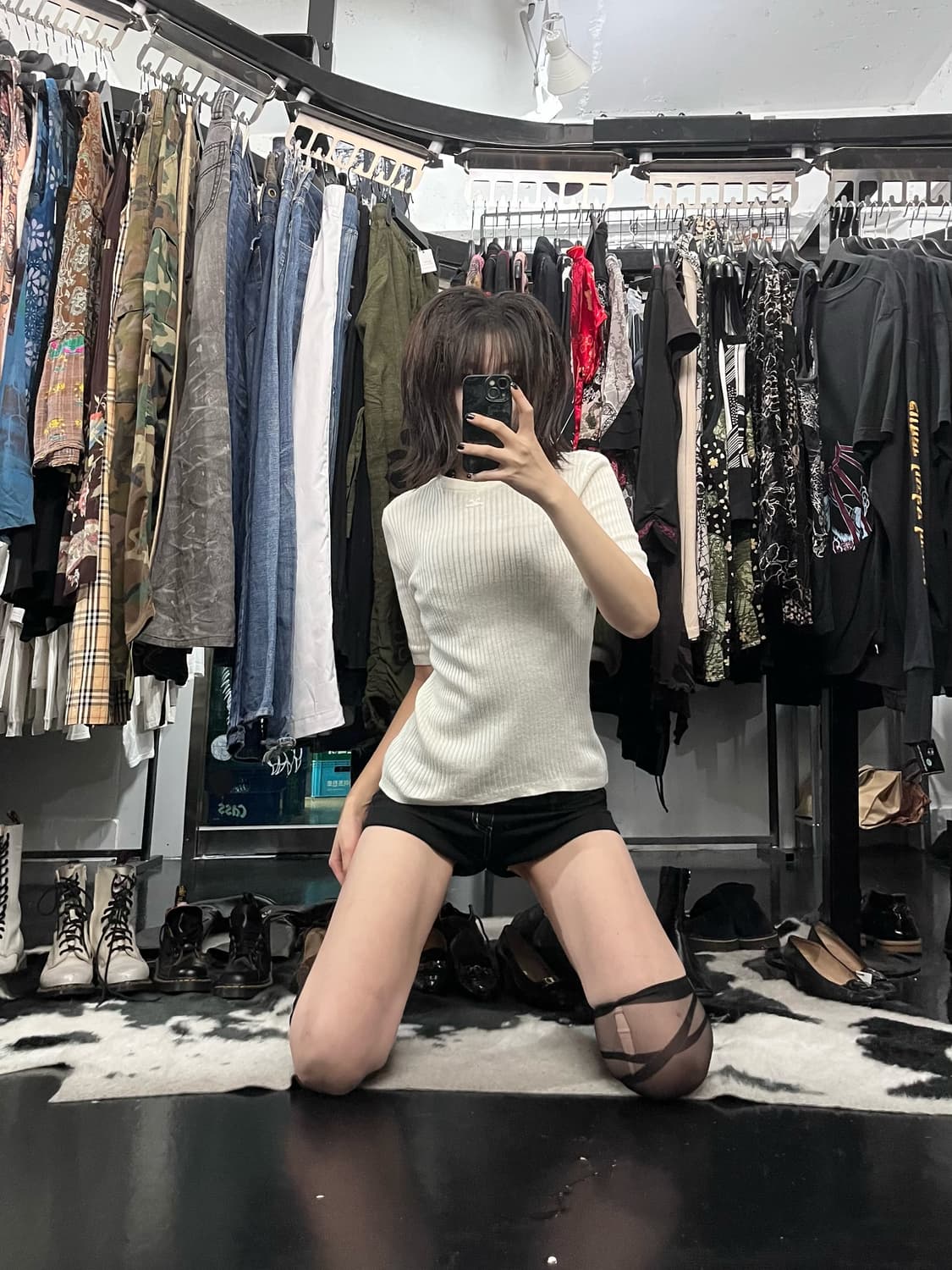 꾸레쥬 골지 슬림핏 반팔 상품이미지1
