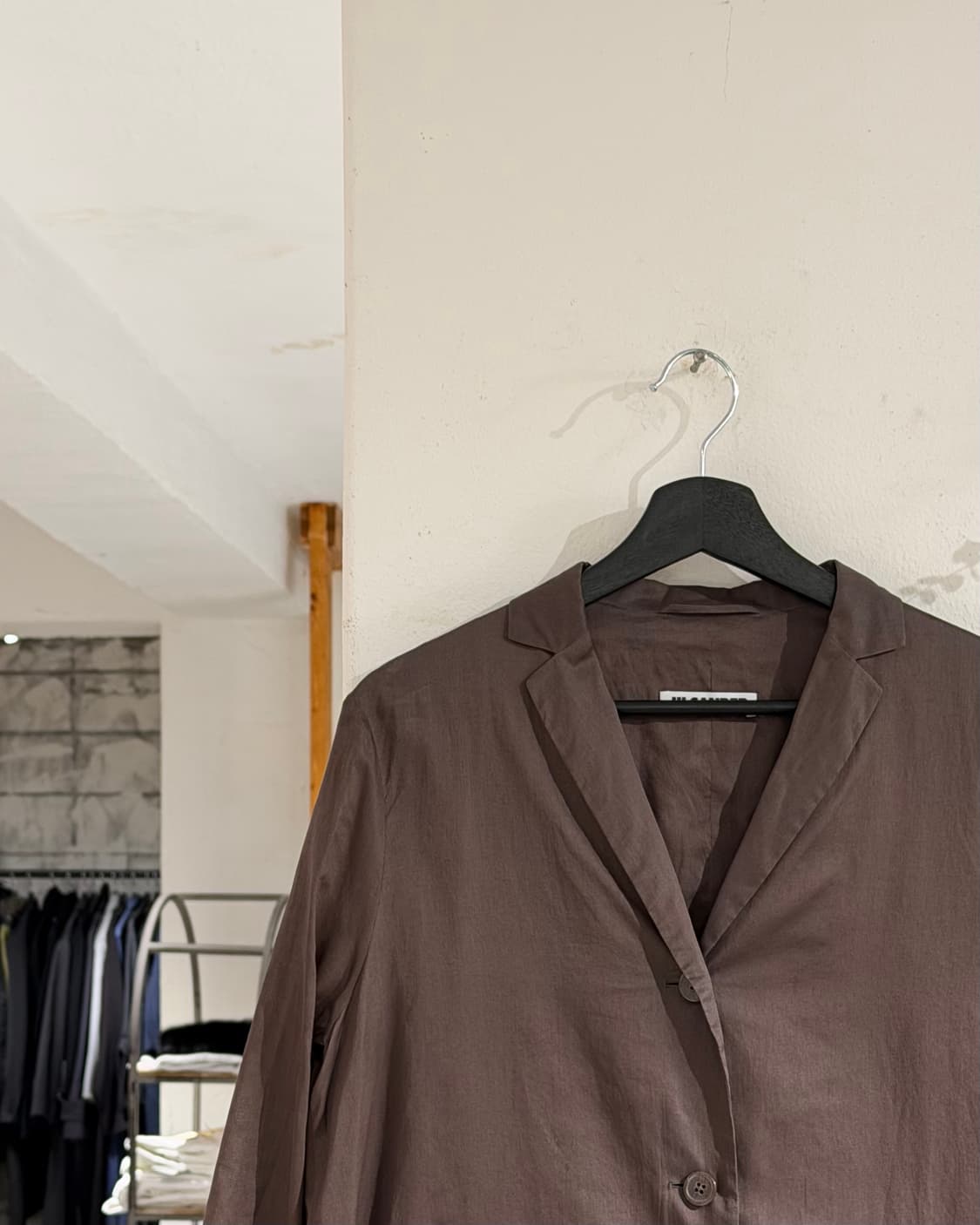 질샌더 브라운 코튼 루즈 스트레이트 핏 코트 상품이미지2