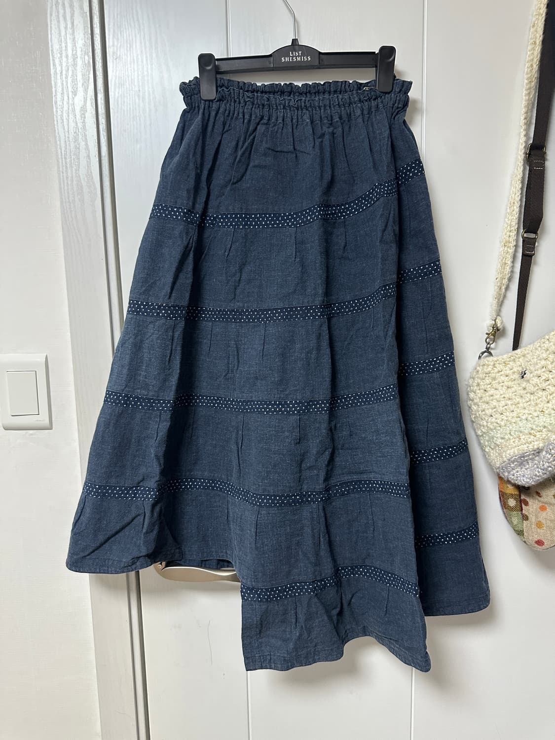  빈티지 블루 언발 스커트 상품이미지1