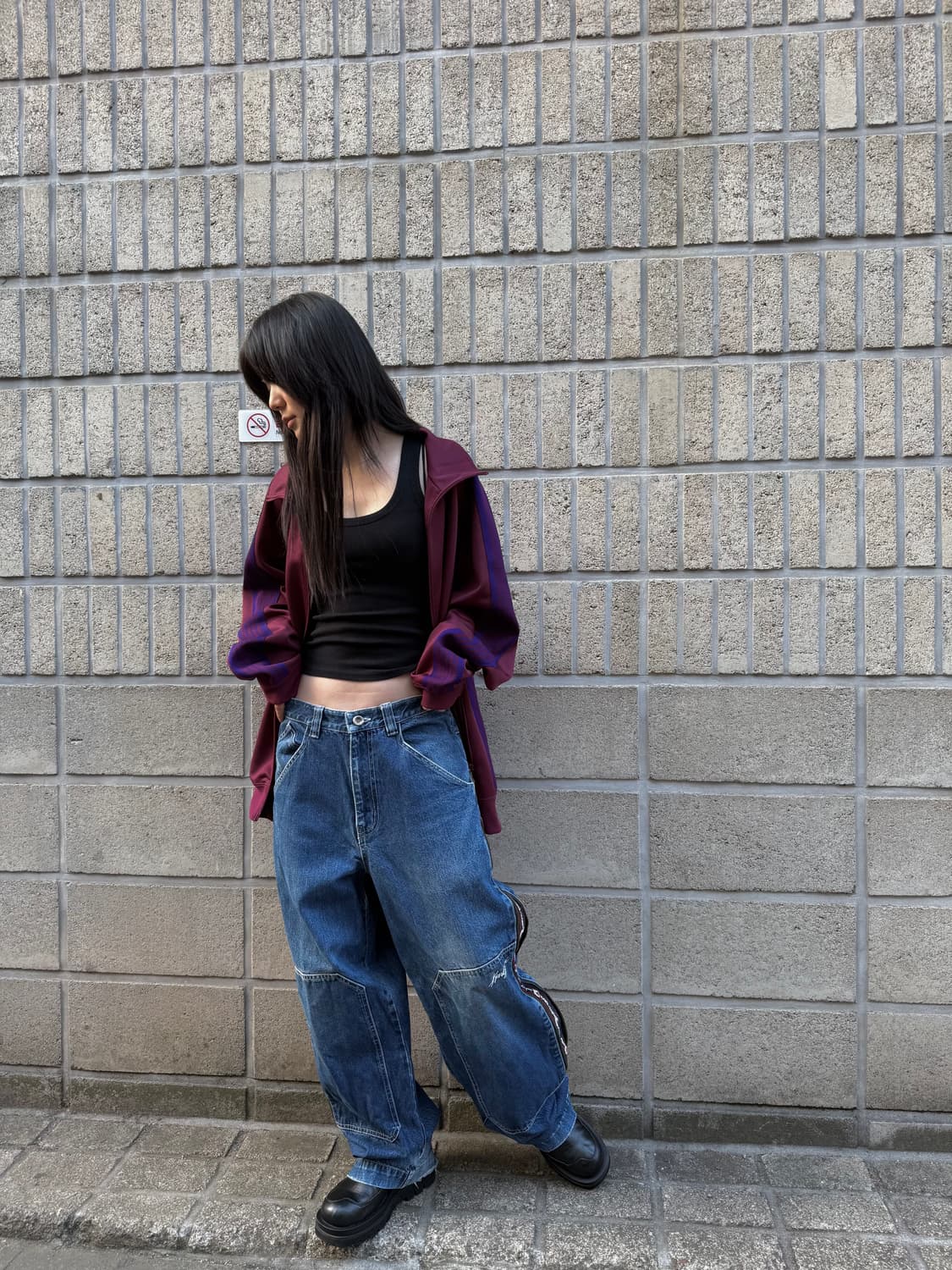 칼카니 사이드 지퍼 디테일 와이드 데님 팬츠 상품이미지5