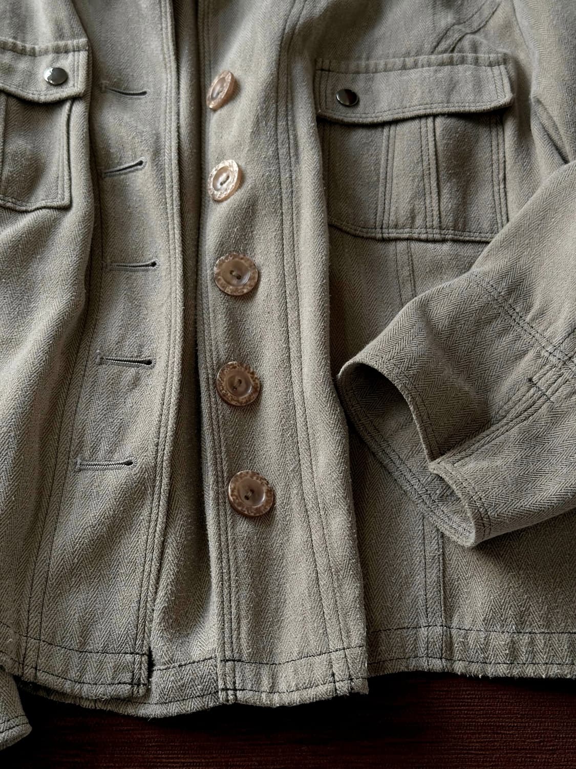 Double collar herringbone pattern short  상품이미지3