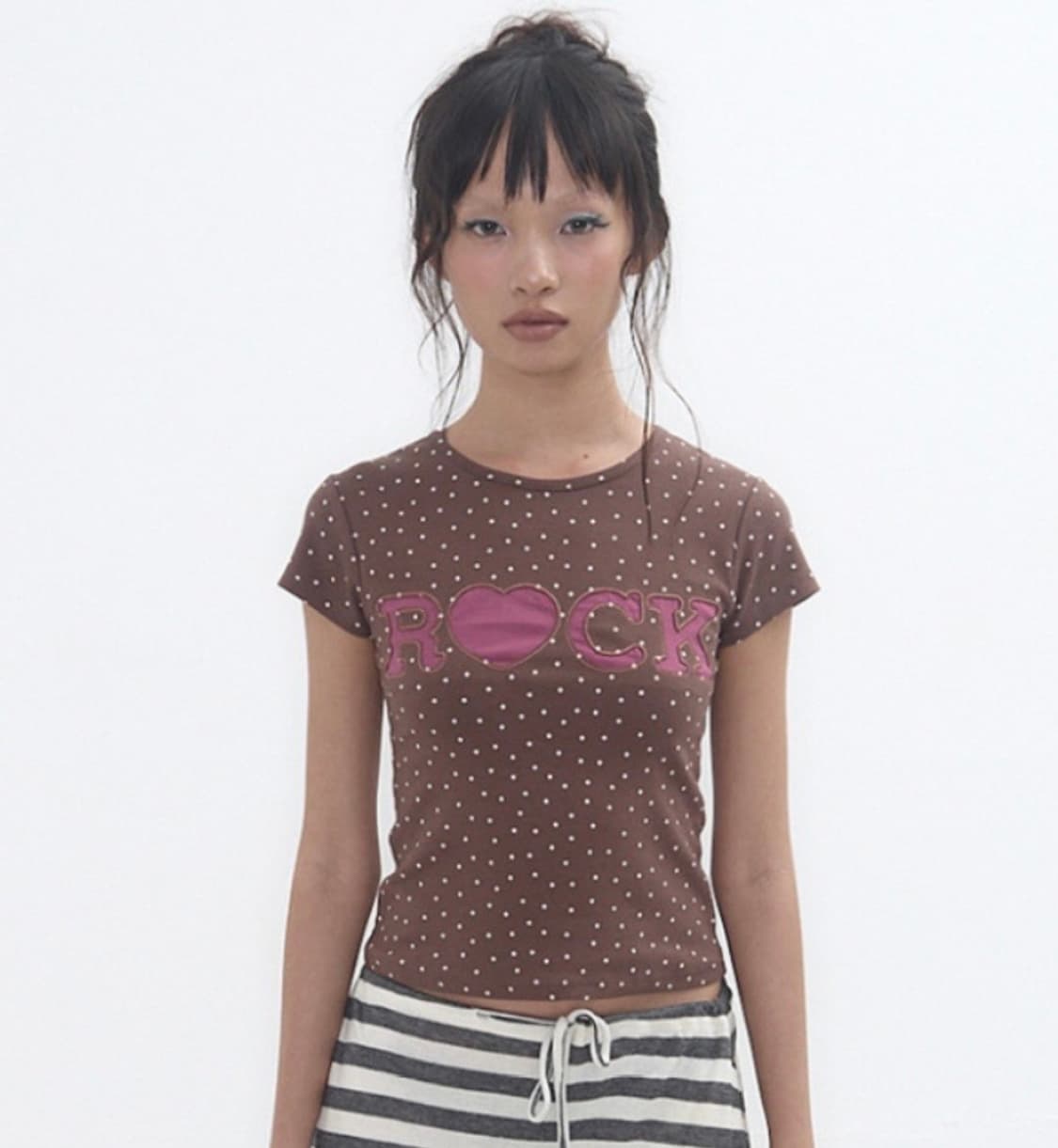 익스파이어드걸 Rock Star Baby Tee Brown 상품이미지2