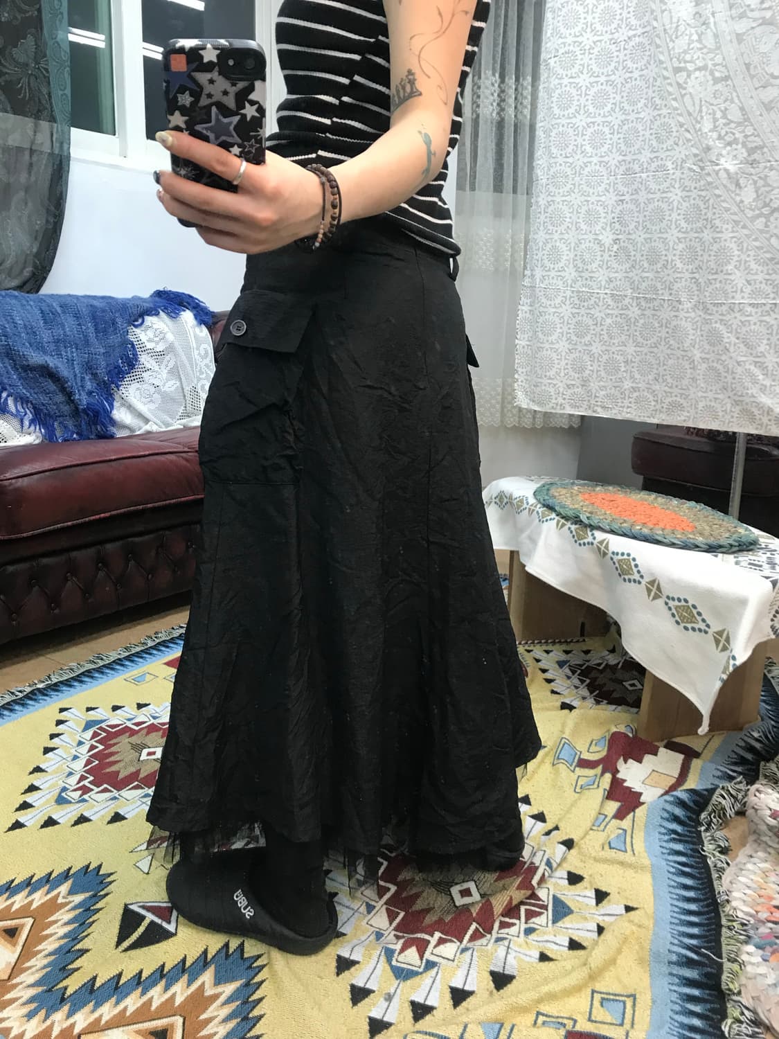 빈티지 여성 레이스 카고 롱 스커트  상품이미지2