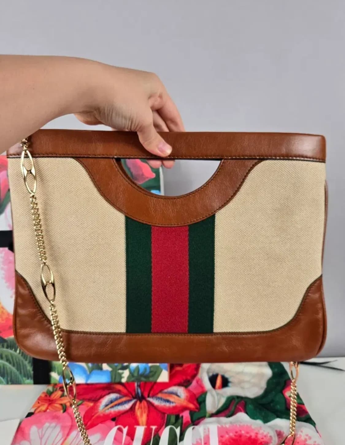 GUCCI 구찌 오디피아 웹 캔버스 라지 클러치 숄더백 가방 정품 상품이미지2