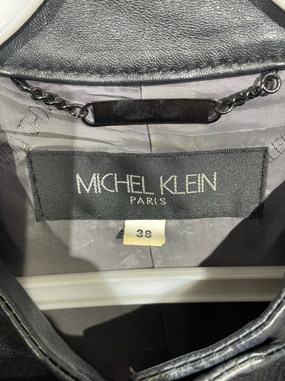 미쉘클랑 램스킨 차이나카라 크롭 가죽 자켓 38 상품이미지9