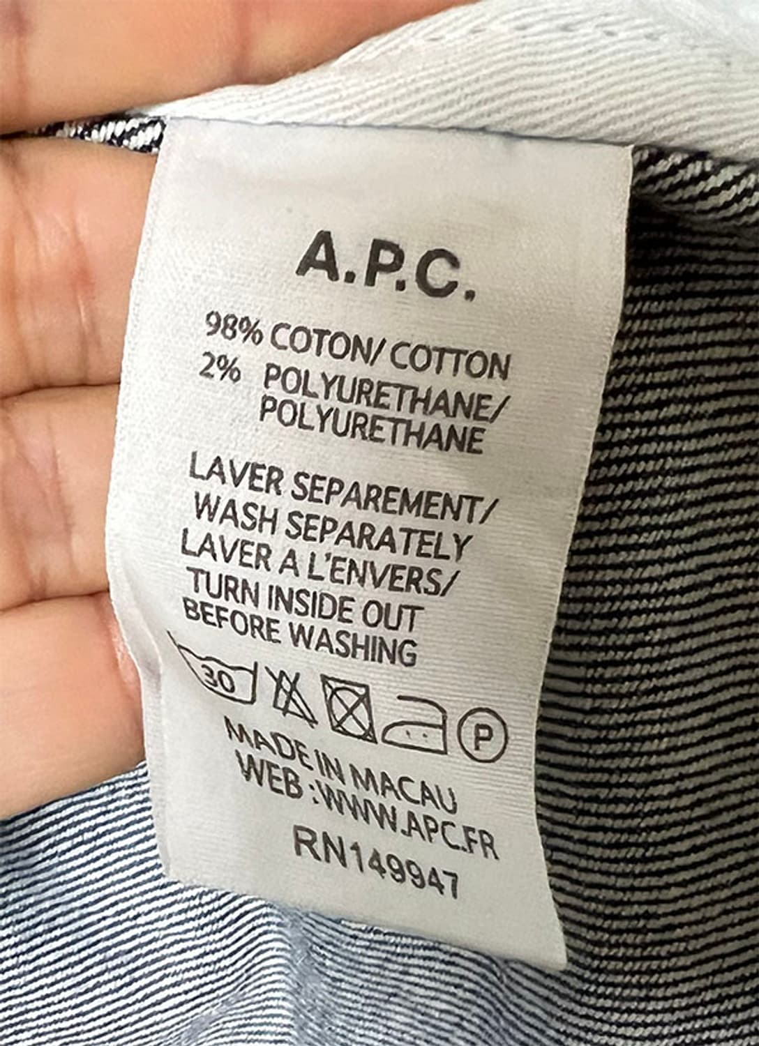 A.P.C. 아페쎄 남자 청자켓 춘추 캐주얼 기본스타일 M 95 상품이미지4