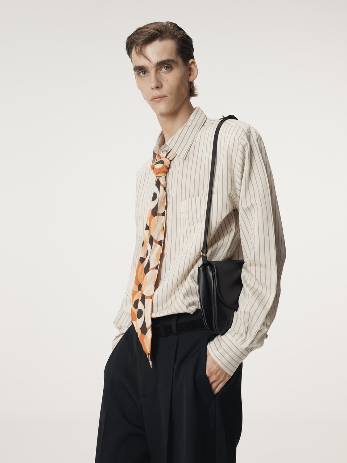 [정가이하판매] 렉토 25FW 레아 스트라이프 셔츠 베이지 상품이미지2