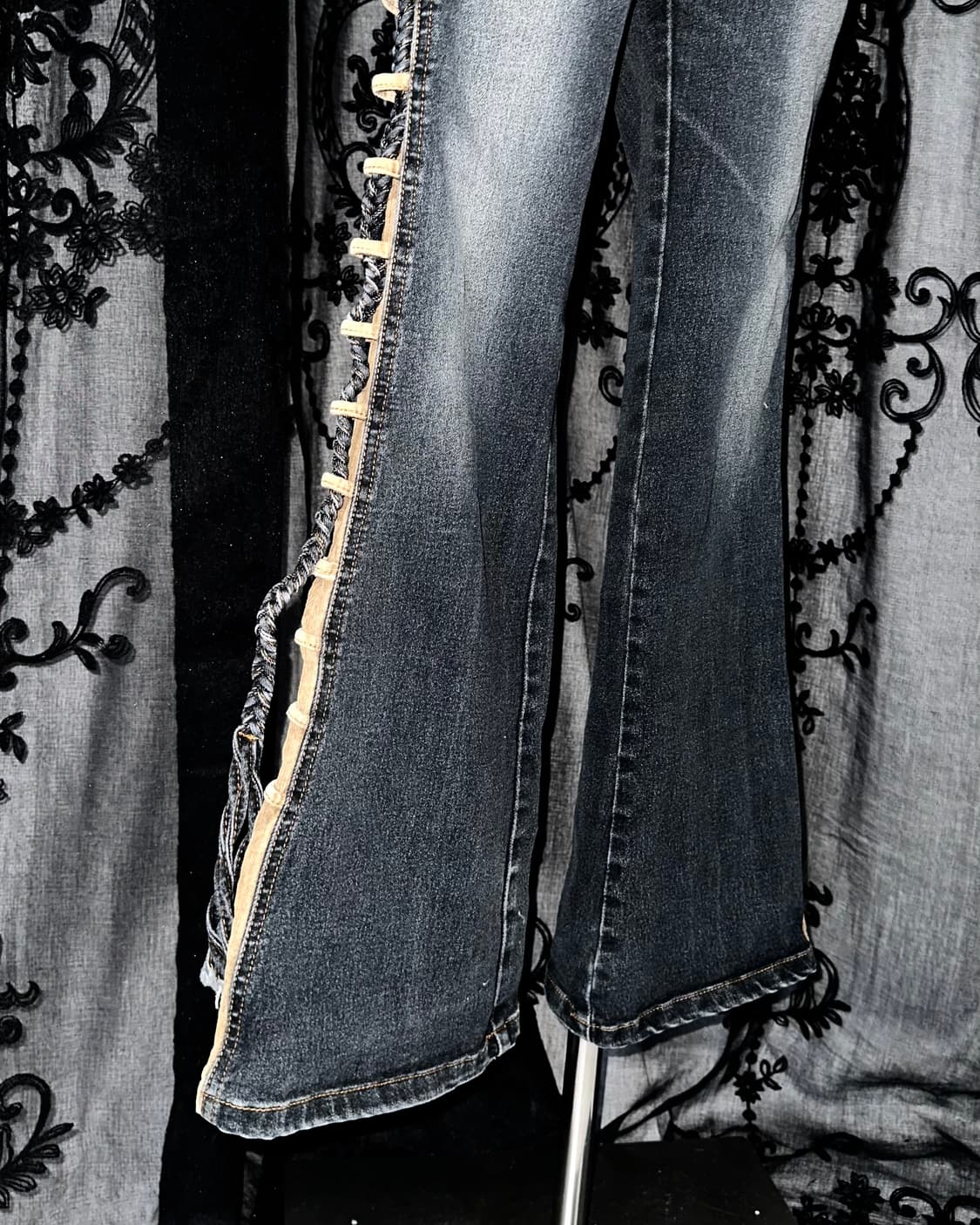 Side Detail Denim Bootcut Pants 상품이미지3