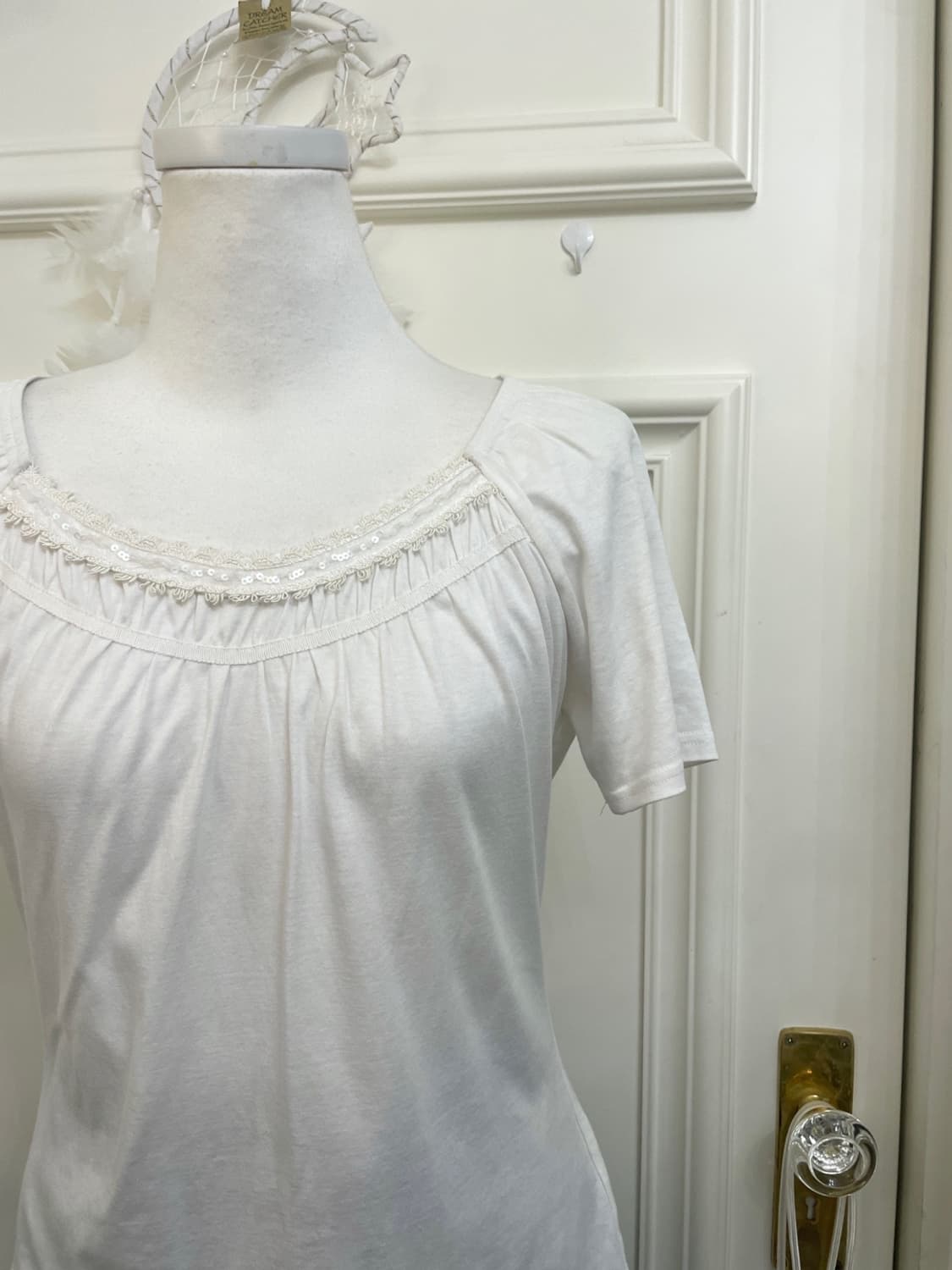 white shirring cotton half top(size-L) 상품이미지6