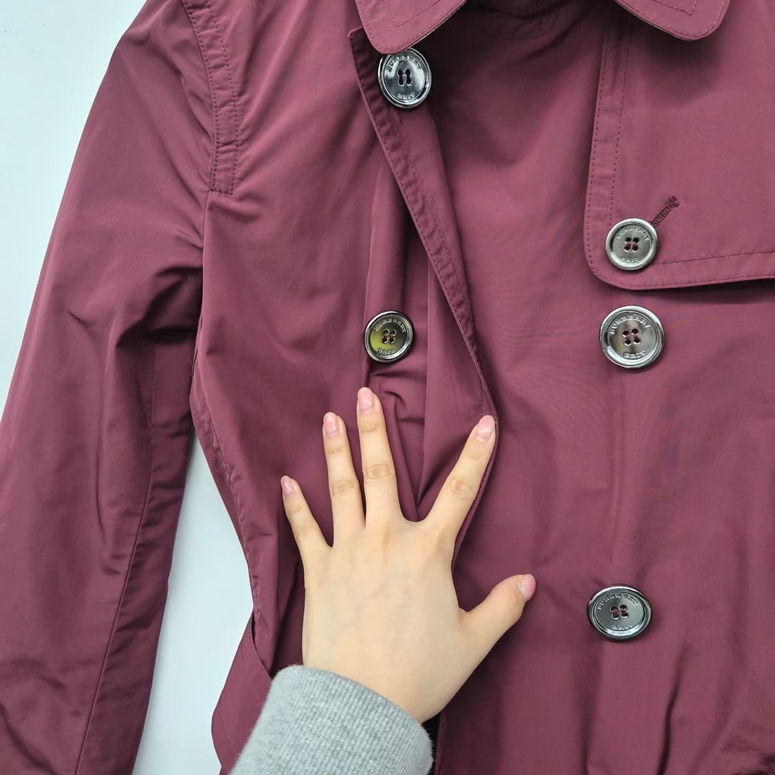 버버리 와인색 트렌치 숏코트 여성 S 상품이미지3