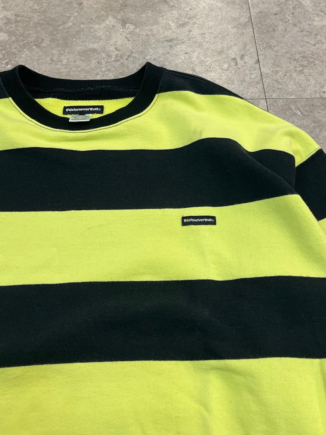 디스이즈네버뎃 스트라이프 맨투맨 옐로우 XL #csz2237 상품이미지5