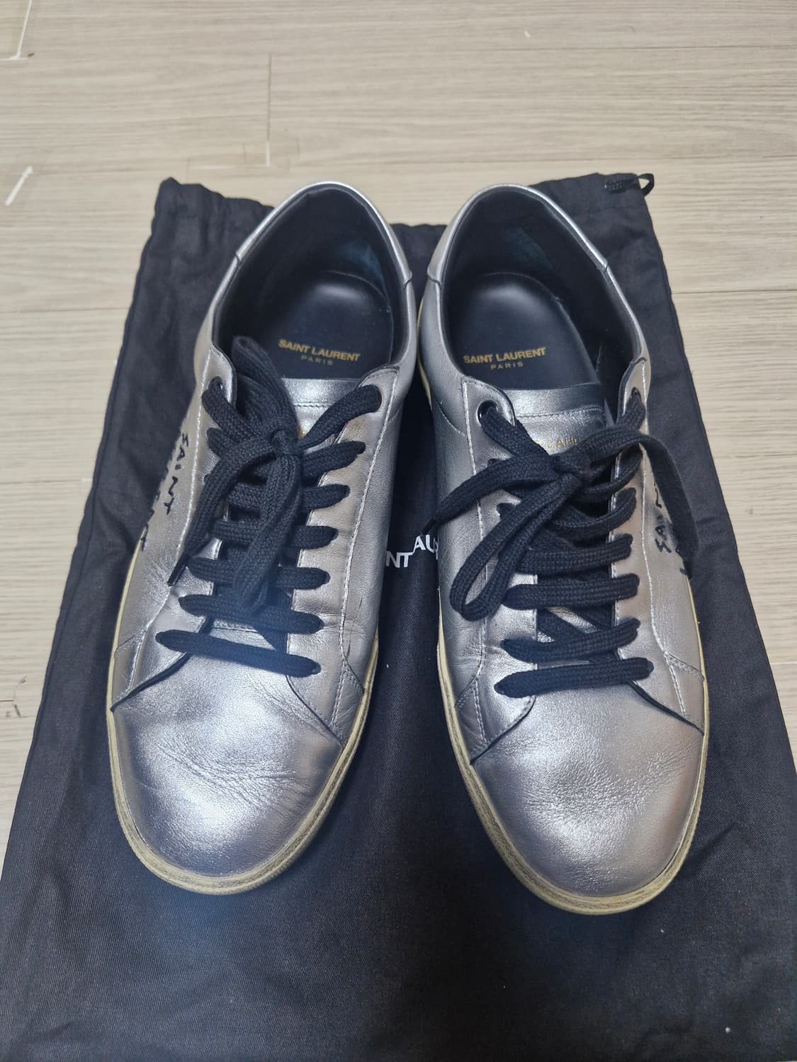 (42.5) 생로랑 코트 클래식 스니커즈 실버 정품 상품이미지2