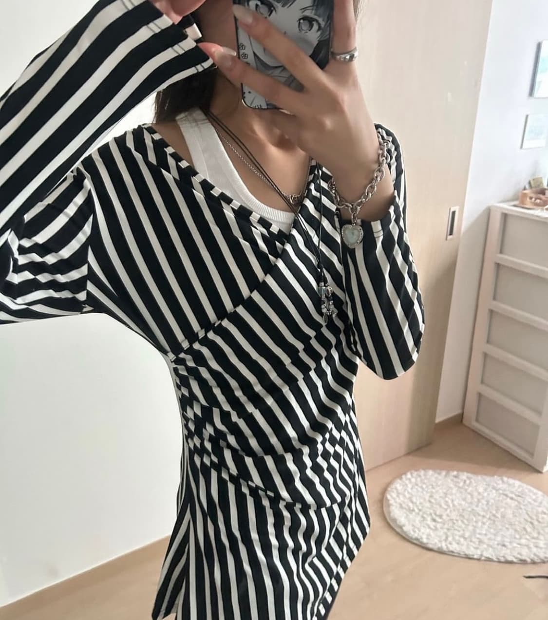 stripe shirring top 상품이미지6