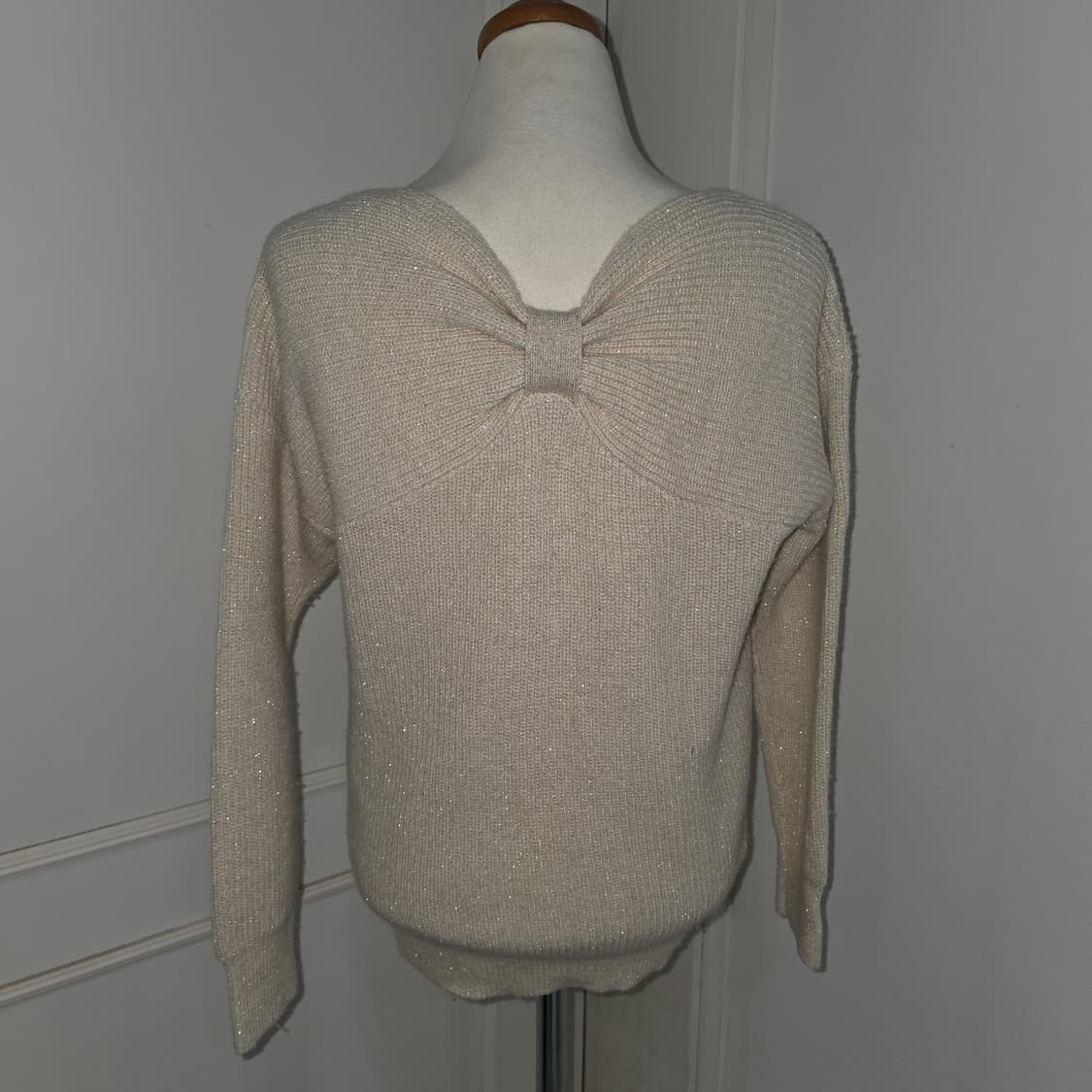 일본빈티지)빅리본 아이보리 양산형 모리걸st 글리터 로맨틱 니트스웨터 상품이미지5